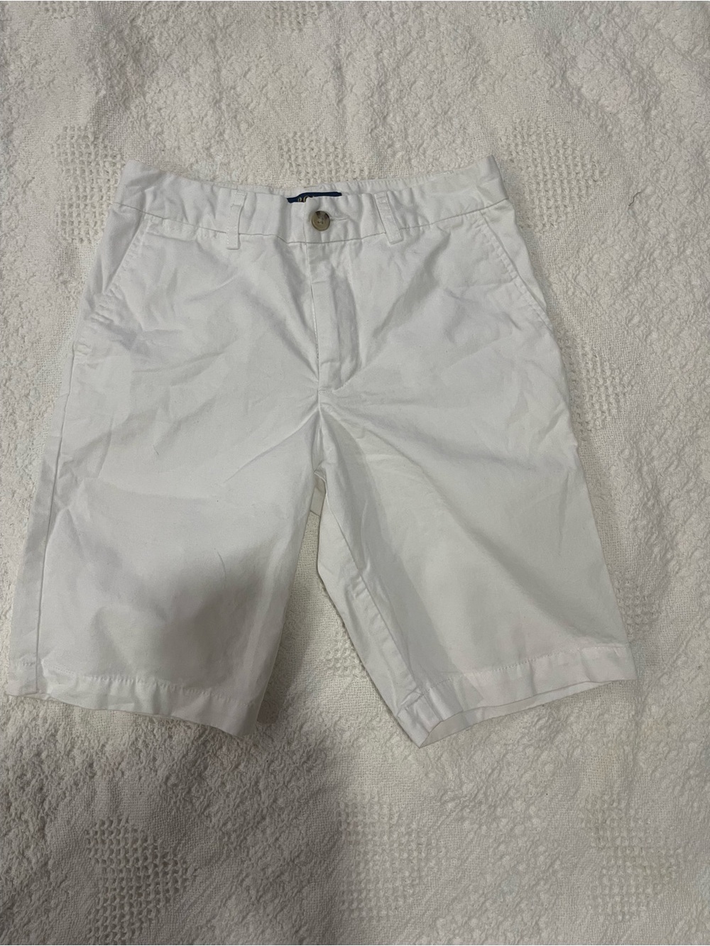 Ralph Lauren White Flat-Front Chino Shorts